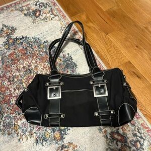 Y2K black and silver double buckle bag